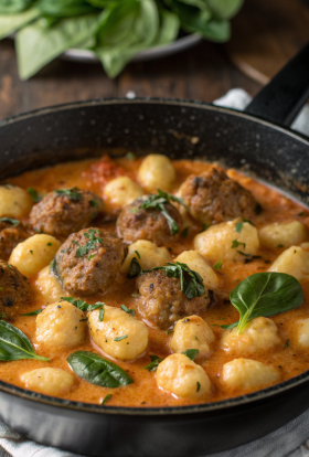 Pumpkin Gnocchi with Spinach and Sausage