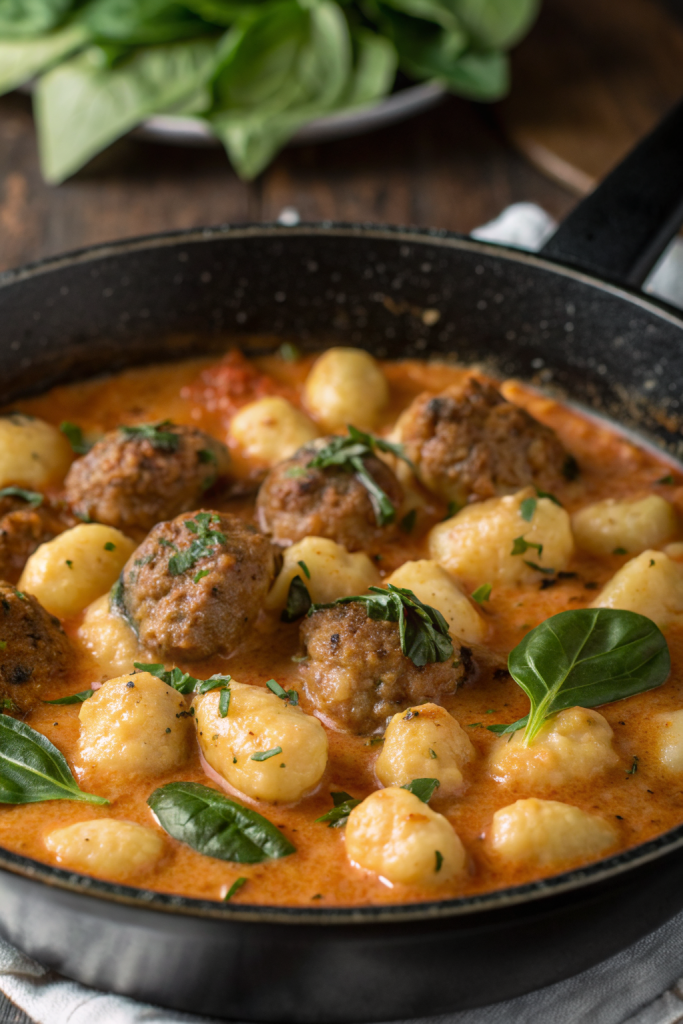 Pumpkin Gnocchi with Spinach and Sausage