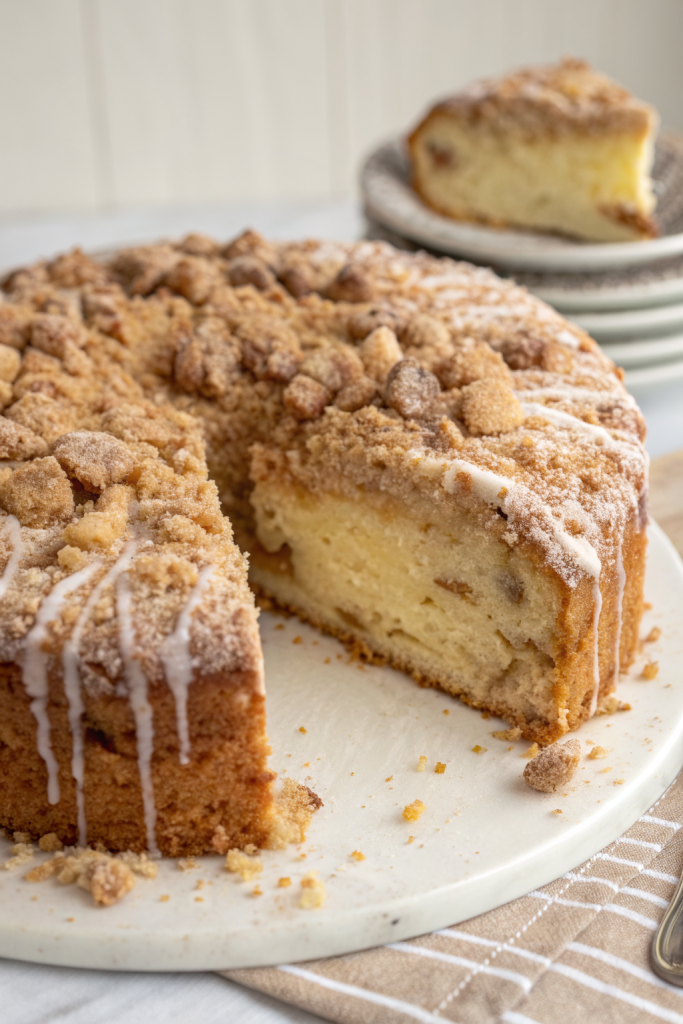Apple Crumb Cake with Cinnamon Apple Drizzle
