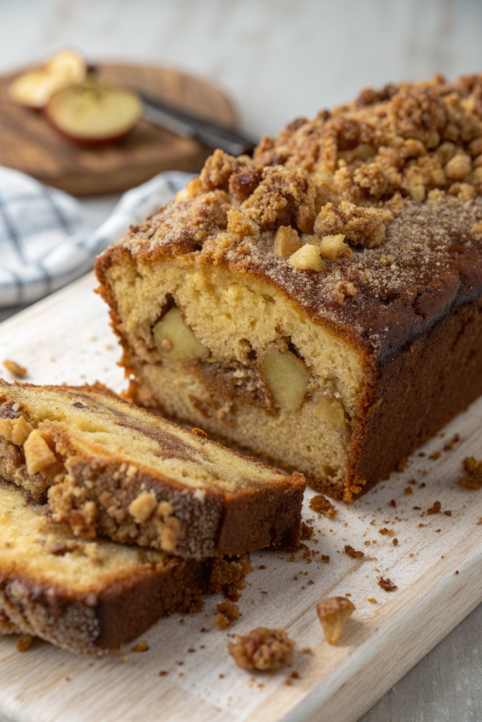 Apple Crumble Loaf Cake with Caramel Drizzle