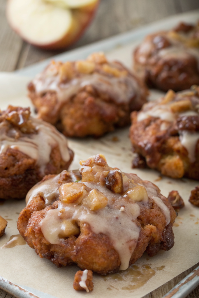Baked Apple Fritters with Glaze