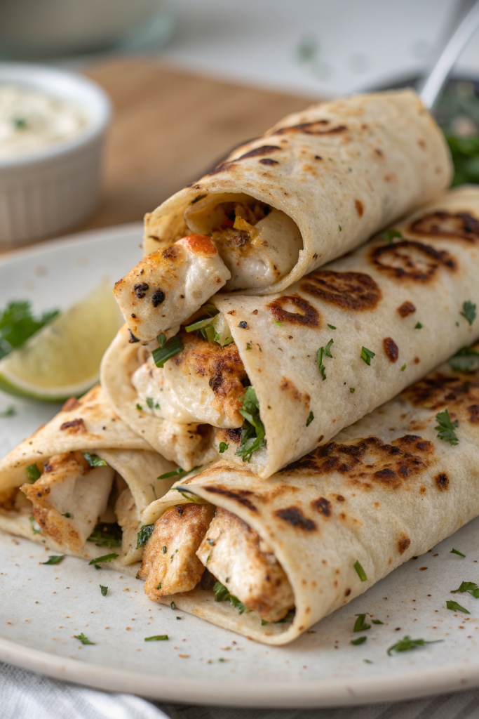 Cheesy Garlic Chicken Wraps Recipe