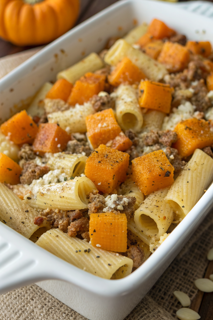 Cheesy Pasta Bake with Pumpkin