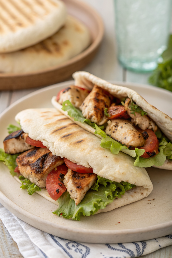 Crockpot Greek Chicken Pitas with Tzatziki
