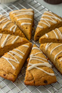 Flaky Pumpkin Scones with Vanilla Icing