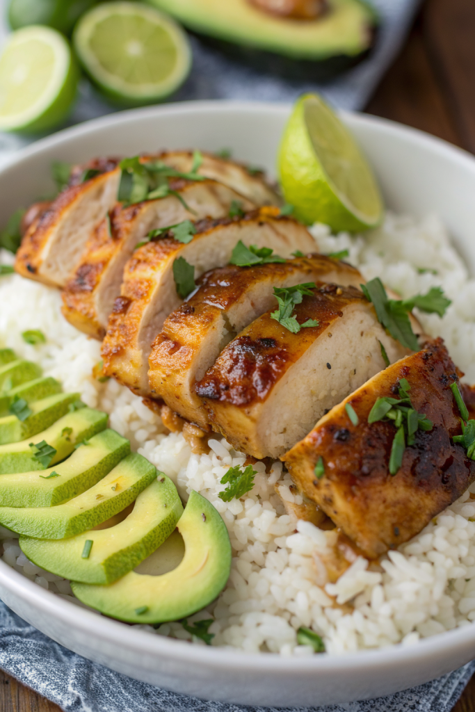 Honey Lime Chicken & Avocado Rice Bowl Recipe