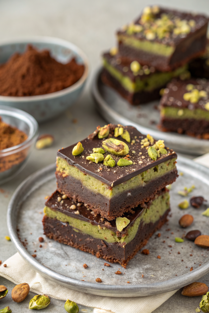 Pistachio Kunafa Brownies Recipe