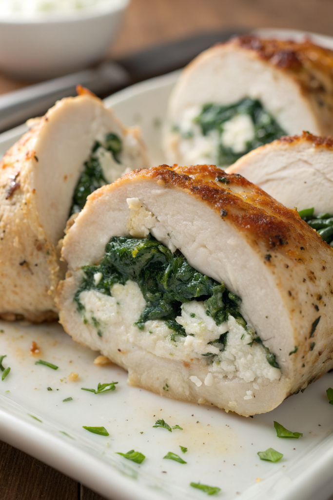 Tasty Chicken Breast with Feta and Spinach