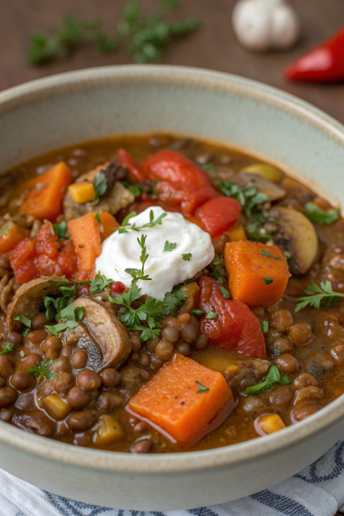 Vegan Lentil Mushroom Stew Recipe